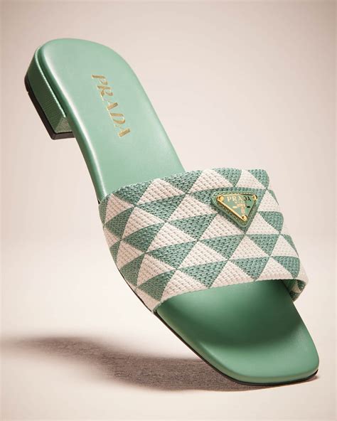 prada triangle jacquard flat sandals|Shop Prada Logo Jacquard Slide Sandals .